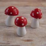 Tiny Red Trio of Toadstools..