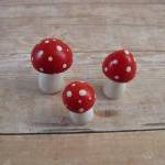 Tiny Red Trio of Toadstools..